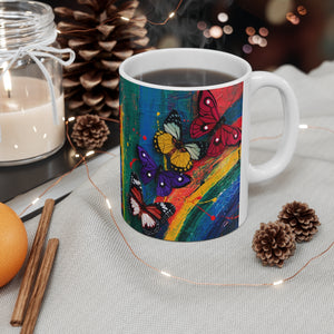 GreenLiving4Life Butterfly Collection - "Yellow Butterfly Abstract" Mug 11oz - GreenLiving4Life