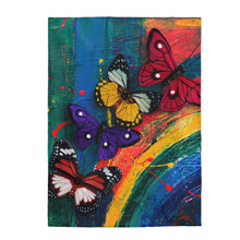 Load image into Gallery viewer, GreenLiving4Life Butterfly Collection - &quot;Butterfly Abstract&quot; Rainbow Velveteen Plush Blanket - GreenLiving4Life